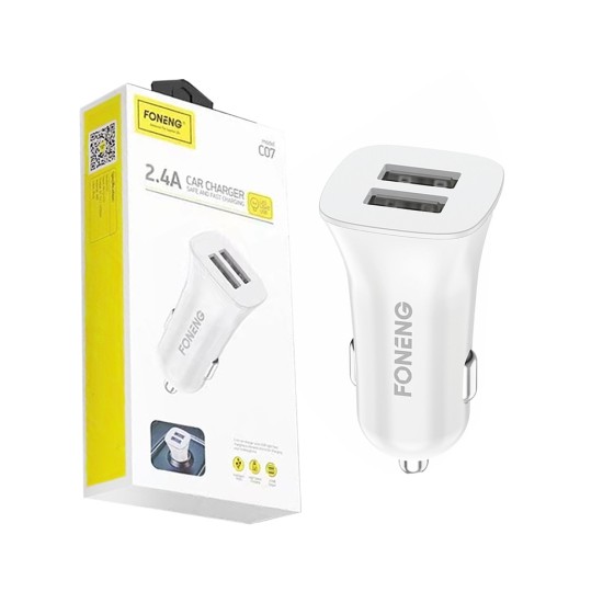 Foneng Car Charger C07 Dual USB (Fast 2.4A) White